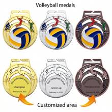 1pc Customized Sports Medal, 8 Sport Patterns To Choose From Including Basketball, Football, Table Tennis, Badminton, Volleyball, Swimming, Martial Arts, Running, Personalize The Back With Competition Details, Suitable For Sports Meets, Club Events, Competitions, And Gifts For Athletic Friends