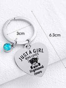 1pc Charming Stainless Steel Highland Cow Keychain, Perfect Gift For Farmers And Animal Lovers Car Accessories Bag Charm School Cute Goth Y2k - Multicolor - View 6