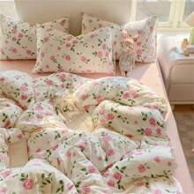 4 Peças Conjunto, 1 Peça Capa de Edredom, 1 Peça Lençol, 2 Peças Fronhas, Edredom Impresso em Fibra Ultramacia em Tom Duplo, Conjunto de Roupa de Cama Moderno Adequado para Quarto, Todas as Estações
