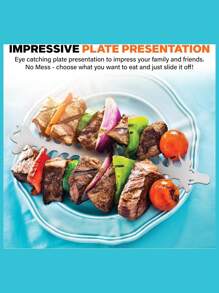 Brochettes réutilisables en acier inoxydable en forme d'arête de poisson - Bâtonnets de cuisson et de grillage pour l'extérieur, idéaux pour le bœuf, le porc, les crevettes, le poulet, les légumes et les fruits de mer. Outils de cuisine essentiels pour le grillage, accessoires de grillage d'extérieur