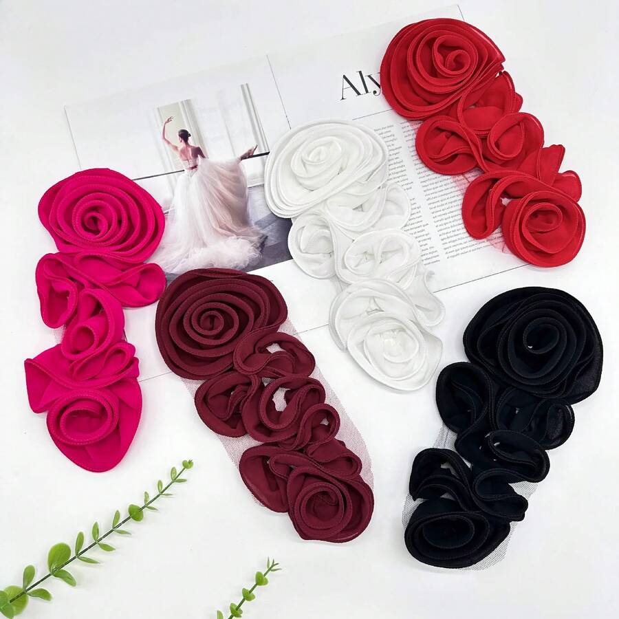 手工薄纱3D立体花卉蕾丝胸针，服装装饰DIY，婚纱配饰