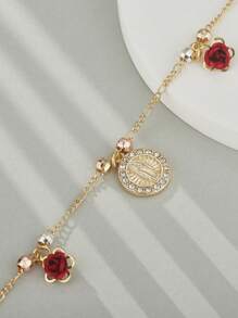 1 Peça Pulseira de Contas de Rosa em Estilo Boêmio de Férias - Pulseira Charmosa e da Moda, Presente de Joias Diárias para Mulheres, Joias de Verão para Mãe, Esposa, Amante, Melhor Amiga