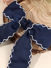1 pieza Lazo de pelo azul marino para niñas, hebilla de cocodrilo con lazo de cinta de grosgrán de unicolor, elegante accesorio de pelo para bodas, fiestas, vacaciones, para bebés, niños pequeños y niños, accesorios para el cabello