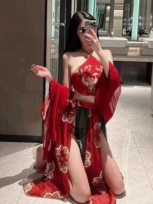 A Set Of Women's Cosplay Oriental Classical Palace Style Hanfu Bellyband Set - Multicolor - View 7