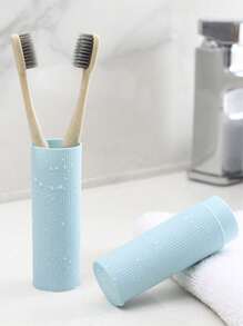 1pc Travel Toothbrush Cup With Cover And Toothbrush Holder, Bathroom Organizer For Brushes And Toothpaste, Convenient Storage Tool, Mouthwash Cup Back To School