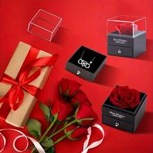 Love Number 8 Exquisite And Beautiful Pendant Necklace, Paired With A Red Soap Eternal Rose Gift Box, Suitable For Mother's Day, Thanksgiving, Anniversaries, Birthdays, Graduation Seasons To Give To Mothers, Wives, Girlfriends, Girlfriends, Oneself, Classmates As Gifts, The Best Gift For Her On A Beautiful Day