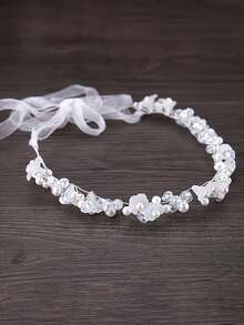 1/2/3/4Pcs Girls White Bridal Handmade Crystal Flower Headpieces, Wedding Dress Hair Accessories - White - View 4