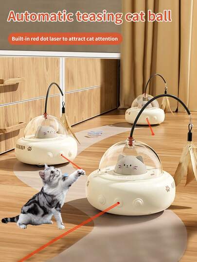 猫玩具、自动逗猫棒、自娱自乐、缓解压力的智能逗猫激光笔、猫耗能电动宠物车，适合猫在室内玩耍