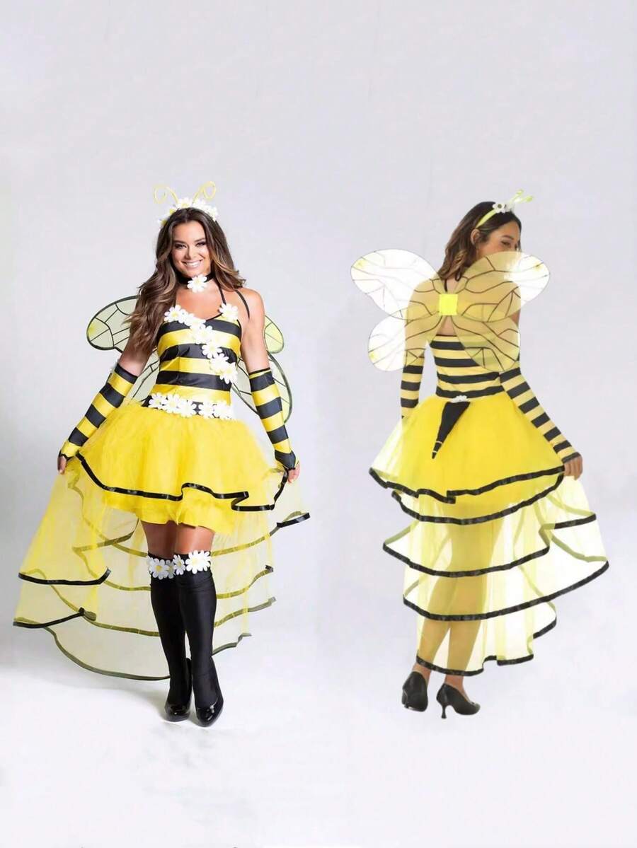 1 Set Halloween Bee & Ladybug Cosplay Costume, Wings For Halloween, Carnival Festival