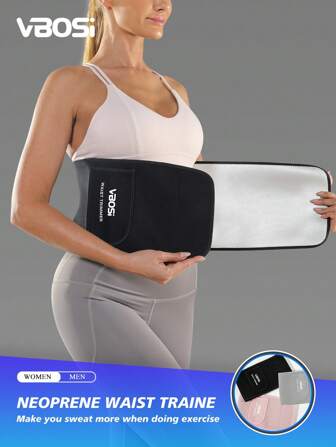VBOSI Silver Ion Abdominal Belt With Phone Pocket Exercise Sweat Waist Trainer – Compression Trimmer Shapewear For Men & Women Gym Accessories