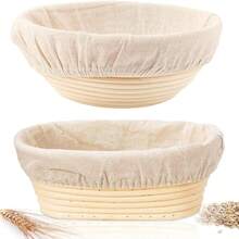 Sourdough Bread Baking Supplies, Banneton Bread Proofing Basket Round & Oval Proofing Bowls For Sourdough Bread With Liner Making Baking Fermentation Tools - Multicolor - View 1