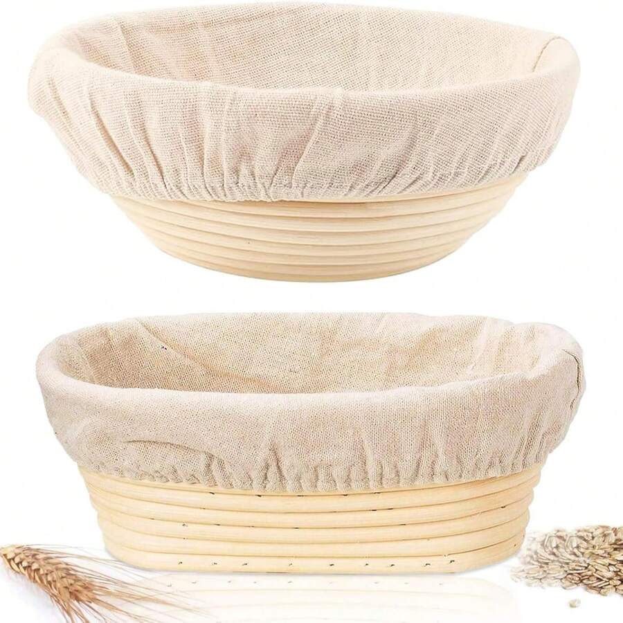 Sourdough Bread Baking Supplies, Banneton Bread Proofing Basket Round & Oval Proofing Bowls For Sourdough Bread With Liner Making Baking Fermentation Tools - Multicolor - View 1
