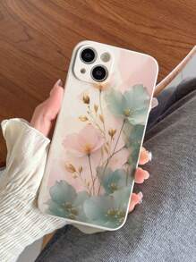 Estuche multipropósito con diseño floral de borde poroso pintado en beige, adecuado para Funda de teléfono IP/Protector de teléfono/Funda IP14/Funda IP15 PROMAX/Funda IP16/Funda IP11, compatible con IP11, IP12, IP13, IP16, IP15, IP16Plus, IP16ProMax, compatible con Samsung Galaxy S23, S24, S25, S24Plus, S25Plus
