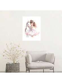 1/6PCS Optional Frame Posters Wall Arts Modern Pink Ballerina Girl Unicorn Butterfly Poster Kids Room Decorative Posters Wall Bedroom Decor ,Wall Art With Frame