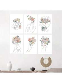 1/6PCS Optional Frame Posters Wall Arts Modern Abstract Minimalist Wall Art Posters Living Room Decor ,Wall Art With Frame