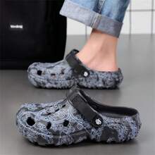 Men's Holoheath Shoes, Classic Floral Sandals, Fashionable Outdoor Slippers, Personalized Convertible Sandals, Non-Slip Summer Closed Toe Beach Slippers - Black - View 4