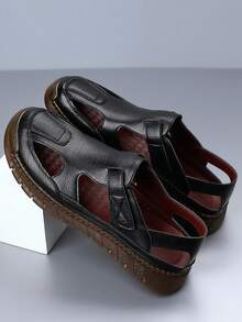 Nuevas sandalias de hombre diseño de red transpirable, chanclas de playa casuales de verano talla grande - Negro - Ver 4