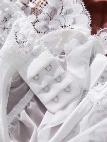 两件套女士性感白色网纱蕾丝拼接性感睡衣套装性感内衣