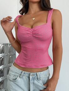 Áo thun hở vai cổ tim xếp ly gợi cảm Y2K mùa hè - Đỏ - Xem 3