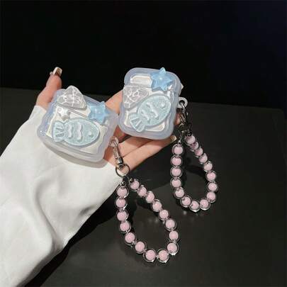 可爱海洋鱼图案耳机盒，带装饰手链吊坠，兼容 1/2/3/4、Pro 和 Pro2