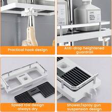 NetHong Bathroom Shelf Shower Pole Caddy Rack Storage Organizer Tray Holder Accessories Home Bathroom Decor Bathroom Organizer Summer Back To School - White - View 8