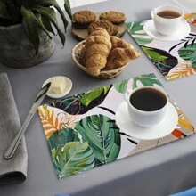 1/4/6/8/12 Pcs Linen Dining Table Placemats, Washable Ocean Seashell Printed Table Mats, Surface Protective Pads, Indoor Outdoor Dining Table Decor, Suitable For Holiday Parties & Kitchen