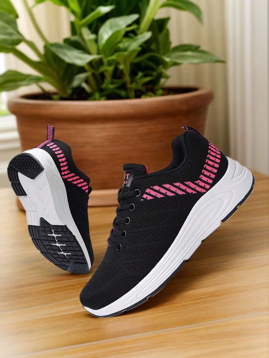 Zapatos de Tenis Transpirables para Mujer Zapatos Deportivos ortopédicos para Mujer Zapatos para Caminar sin Cordones con cojín de Aire de Malla elástica - Negro - Ver 1