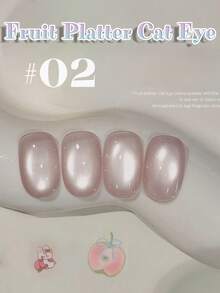 10毫升夏季流行水果沙拉猫眼凝胶指甲油，2025新款透明冰蓝、紫色、绿色玻璃珠美甲用品