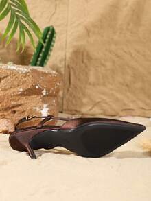 On feet& in love Fall/Winter Women's Elegant Fashion Pointed Toe Slip-On Pumps With Metal Buckle Decor, Versatile High Heels Suitable For Dresses And Weddings,Elegant,Party