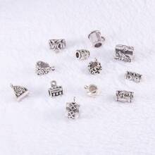 120 pièces 30 styles de bails, perles, pendentifs, fermoirs connecteurs pour la création de bijoux. Convient aux bracelets de charme européens, en argent antique