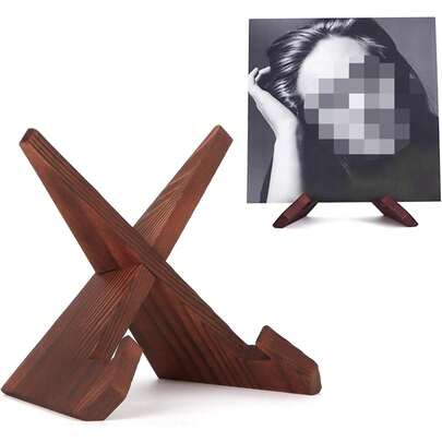 黑胶唱片展示架，木制复古旋转黑胶唱片架