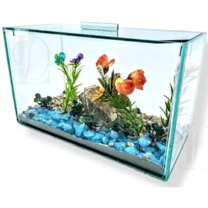 Aquário 4,5l Decorado Retangular 25x12x15cm Peixe Água Vidro