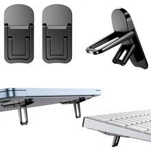2pcs Adjustable Laptop Stand | ABS Material, Multifunctional Phone Holder, Portable No-Install Self-Adhesive Invisible Riser, Dual-Angle Adjustment Design, Portable Office Desk Keyboard Tray, Compatible With MacBook Pro/Air, Surface, Etc. | Black/Silver Color Options, Ergonomic Design For Office & Gaming - Multicolor - View 12