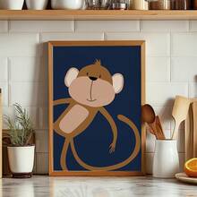 1pc Canvas Hanging Picture, Navy Blue, Nursery Wall Art Print, Digital Nursery Art, Jungle Animals Print, Nursery Artwork, Kids Room Wall Art, Animal Art Print - Kids Room Decor - Multicolor - View 7