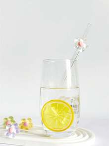 1 peça/4 peças/7 peças Canudos de Vidro Decorados com Flores, Adequados para Beber Suco, Chá com Leite, Café, Bebidas Frias, Design de Canudo Curvo, Suprimentos Escolares, Volta às Aulas, Presente para Namorada, Namorado, Pais, Amigos - Estilo 5 - Visão 7