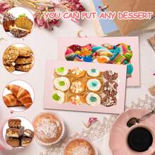 10/30 件，7 X 4.3 X 1.5 英寸饼干盒，带透明窗口，小粉色饼干盒，烘焙零食盒，用于甜点、甜甜圈、馅饼、糖果、通心粉 - 粉色 - 查看 6