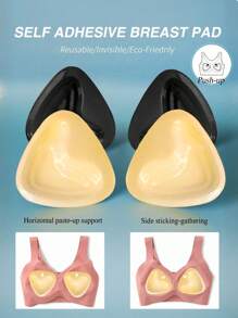 1 Par de Almofadas Adesivas Dupla Face para Peito, Almofadas Adesivas para Peito - Almofadas de Elevação Triangulares - Almofadas Reutilizáveis, Almofadas Invisíveis Grossas para Sutiã e Maiô Bikini, À Prova d'Água para Natação