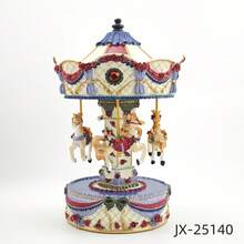 粉色和紫色树脂旋转木马音乐盒，家居装饰，生日、周年纪念、圣诞节礼物 - 彩色 - 查看 12
