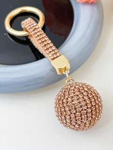 1pc Fashionable Full Rhinestone Ball Keychain, Crystal Keychain Bag Charm Car Key Chain - Multicolor - View 5