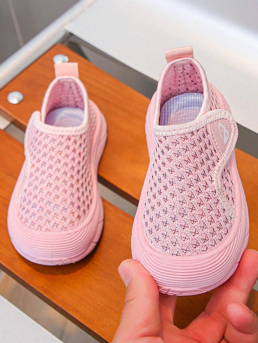 1 Pair Round Toe Kids Sports Casual Shoes With Hook And Loop, Lightweight & Fashionable, Suitable For Outdoor All Season Wear
