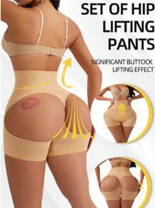 1 Stück Yoga Highwaist formende Shorts für Frauen, nahtlos, Shapewear, Bauchkontrolle, Körperformer, Po anhebend, Unterwäsche, hautfarbene Shorts, Fitnesszubehör