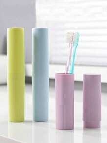 1pc Travel Toothbrush Cup With Cover And Toothbrush Holder, Bathroom Organizer For Brushes And Toothpaste, Convenient Storage Tool, Mouthwash Cup Back To School