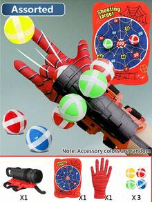 1 套儿童蜘蛛网发射器手套和弹力绳创意玩具，男孩派对服装装扮，万圣节和圣诞节礼物