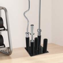 RibasuBB Vertical Barbell Holder, 5-Bar Capacity Weight Rack, Space-Saving Design, Sturdy Q235 Steel Construction, Non-Slip Base For Home And Gym Use - 黑色 - 查看 4