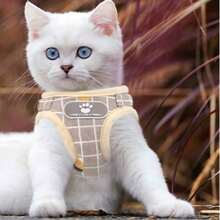 Cat Harness Vest And Small Dog Harness Vest, All-Weather Mesh Chest Harness, Cat Harness Vest With Reflective Strips, Step-In Adjustable Chest Harness, Suitable For Small Cats (Multiple Color Patterns) - Khaki - View 5