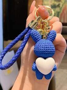 1pc Cartoon Rabbit Heart Shaped Resin Keychain Cute Couple Gift, Bag & Car Pendant Accessories, Birthday Present