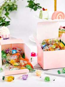 10/20 件粉色方形糖果盒，纯色礼盒适合婚礼、生日派对礼品包装夏季礼物海滩返校学校用品房间装饰 - 粉色 - 查看 3