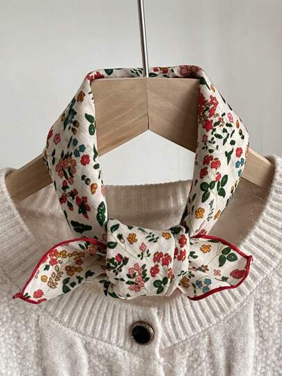 1ชิ้น ผ้าพันคอไหมผู้หญิง ผ้าพันคอสี่เหลี่ยมเล็กผู้หญิง, ผ้าคาดผมลายดอกไม้เล็กสด เข้ารหัส ตกแต่งสไตล์เรโทร สำหรับชุดเดรส