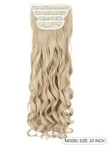 Clip In Hair Extensions, 20 Inch Long Wavy 4PCS Hair Extensions Natural Soft Synthetic Fiber High Temperature Heat Resistance Clip In Hairpieces For Women Weddings Party Daily Use