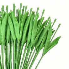 20 piezas Tallos de tulipanes artificiales verdes realistas con hojas integradas - 35 cm, tacto de goma suave, plástico y alambre, adecuados para manualidades DIY, decoración del hogar y acentos de primavera/Día de San Patricio | Apariencia natural | Hojas de plástico, flores de tulipán artificiales, plantas falsas - Verde - Ver 4